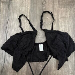 Aerie Black Lace Crop Top